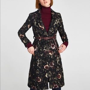 ZARA Floral Jacquard Coat - Size S